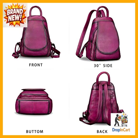Genuine Leather Backpack Retro Daypack Casual Rucksack Adjustable Straps main image 4
